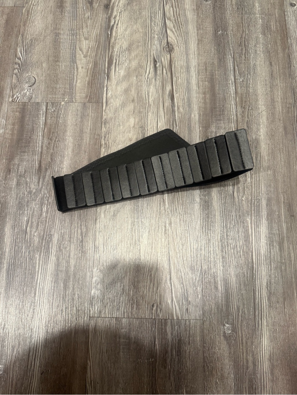 Wide Black Leather Corset Belt with Contrast Stitching - Picture 3 of 3